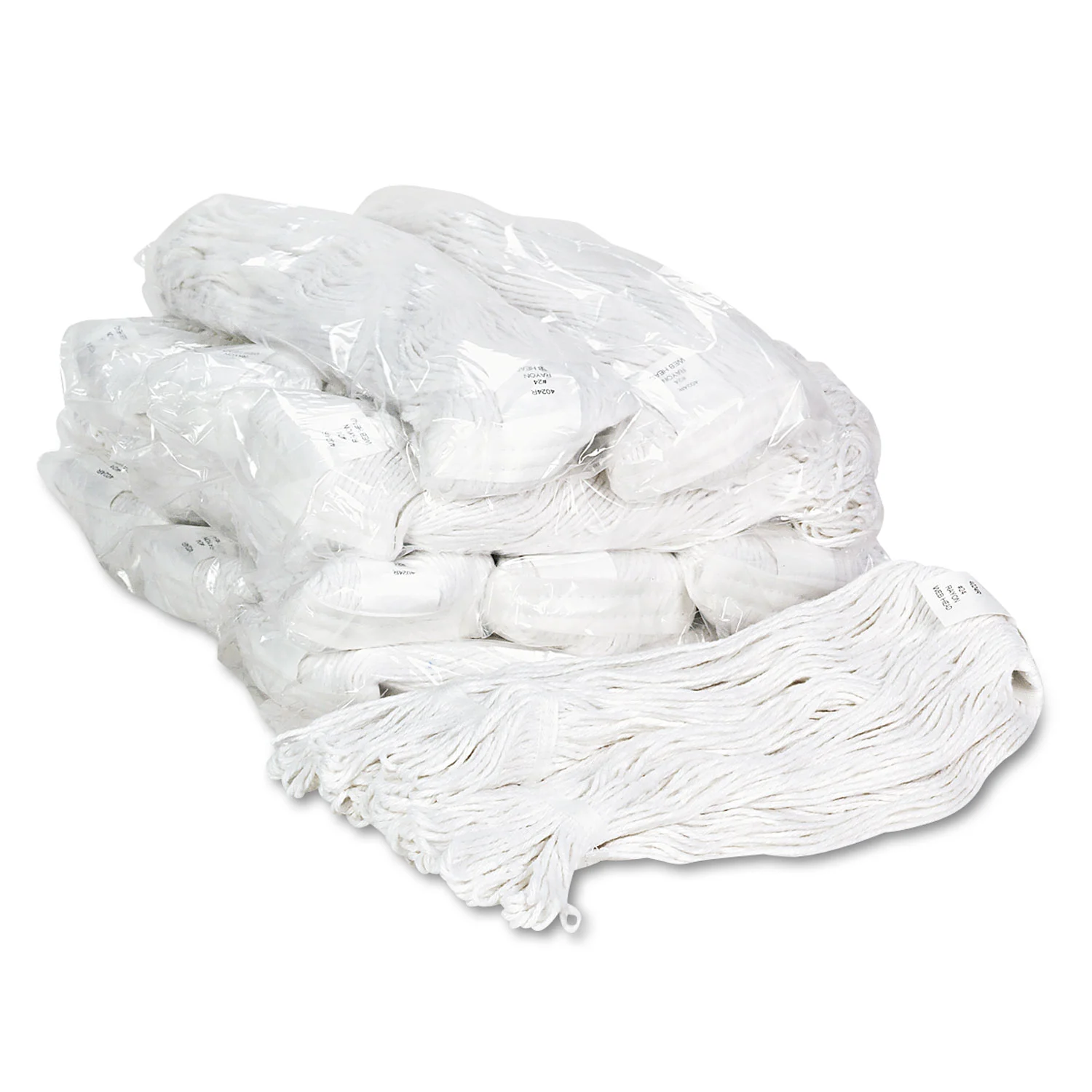 96458.webp Boardwalk BWK4024RCT Pro Loop Web/Tailband Wet Mop Head, Rayon, #24 Size, White, 12/Carton (BWK4024RCT)
